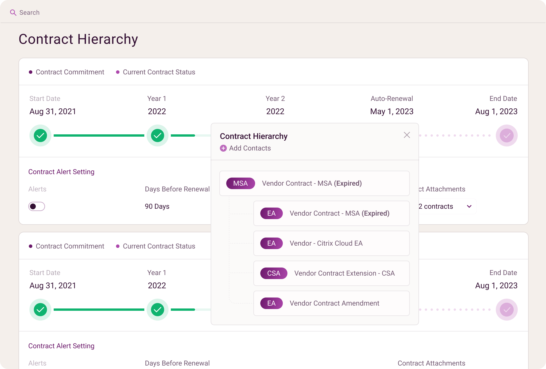 Contract Hierarchy interface